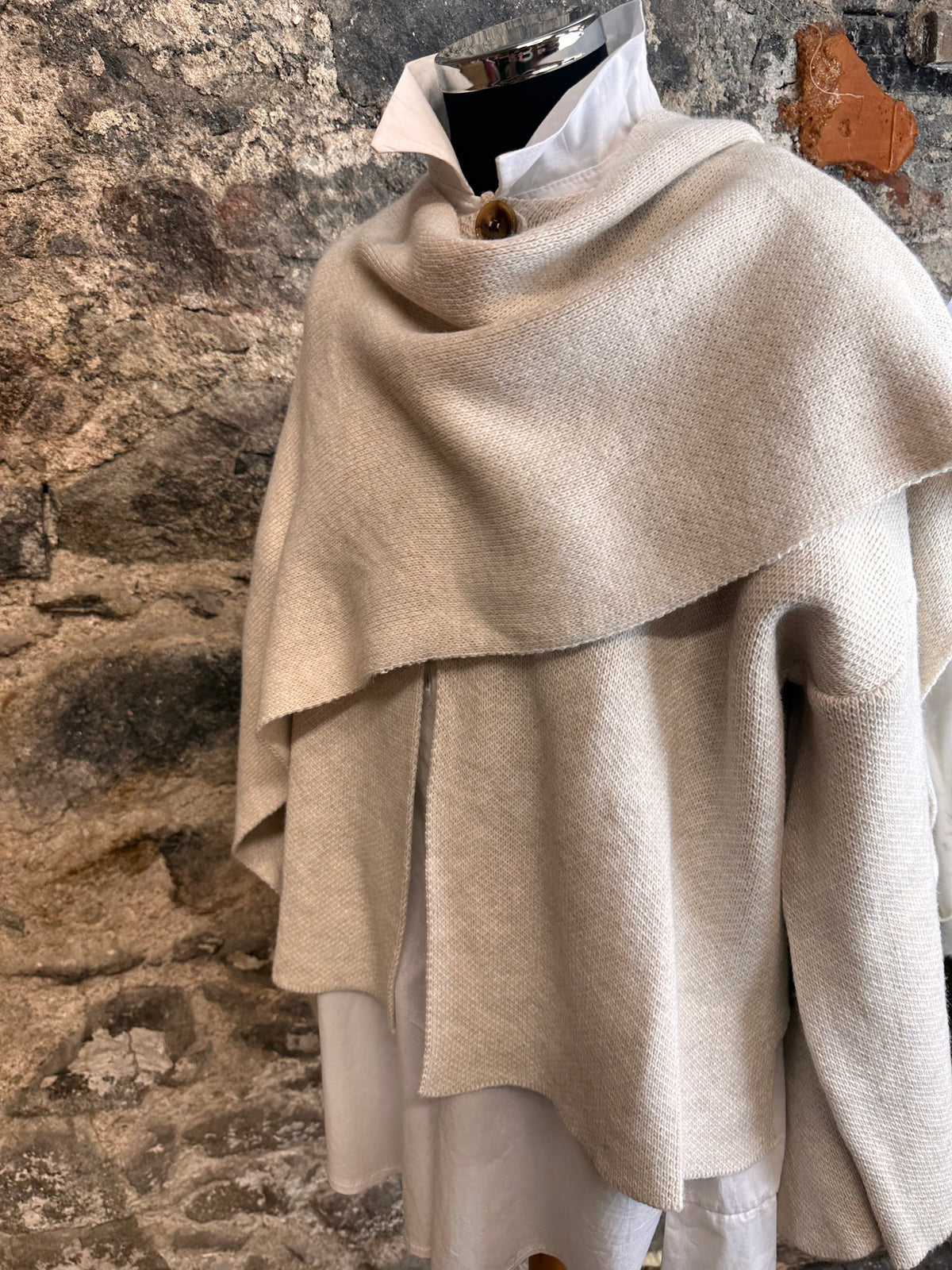 “Larissa” oatmeal Italian scarf wrap cardi