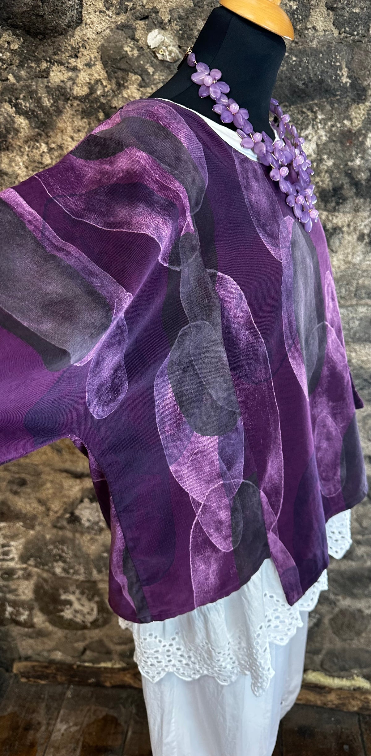 Betty .. violet and charcoal pin corduroy Italian tunic