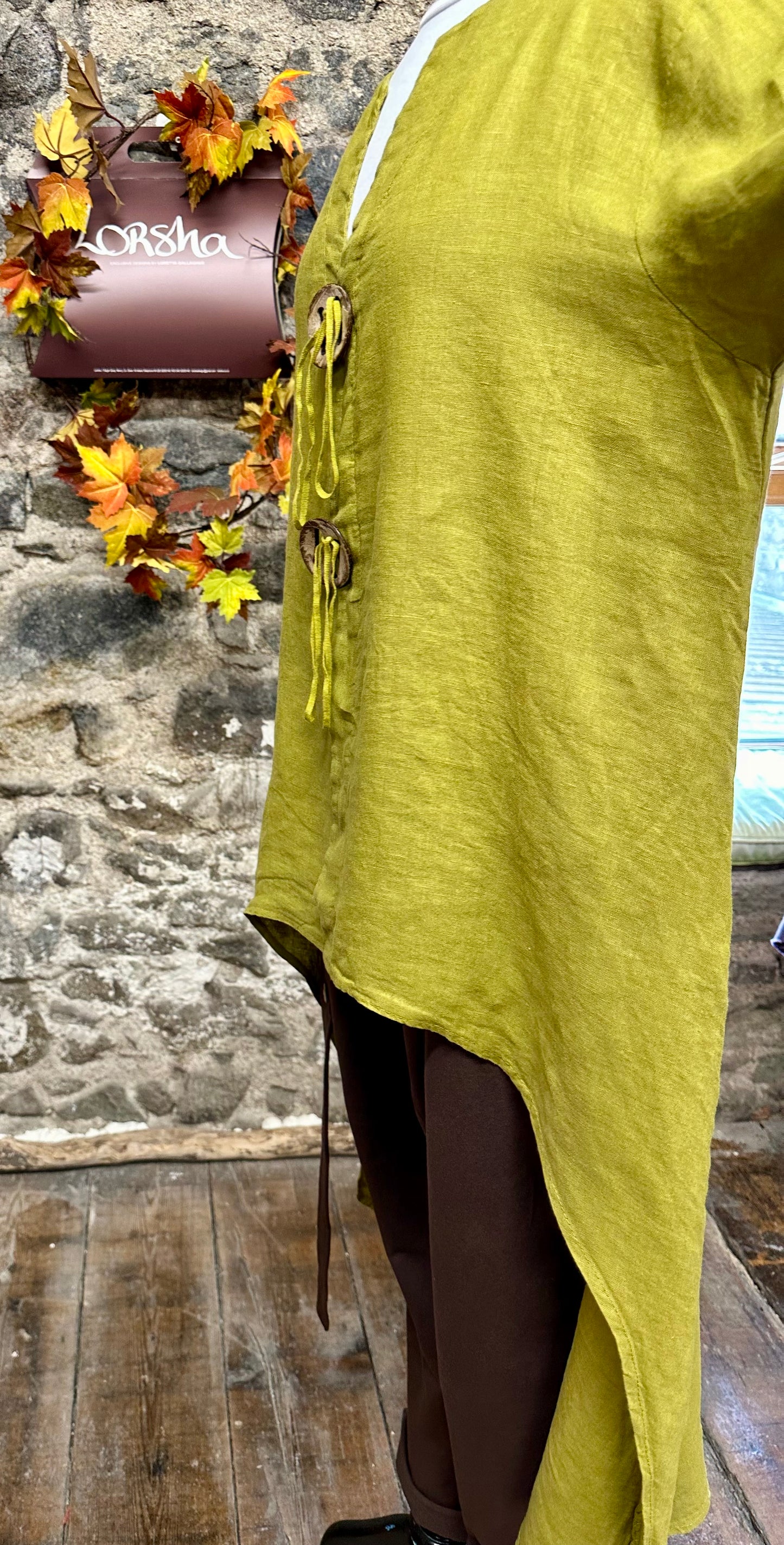 “Katrina “pistachio Italian linen hi lo tunic