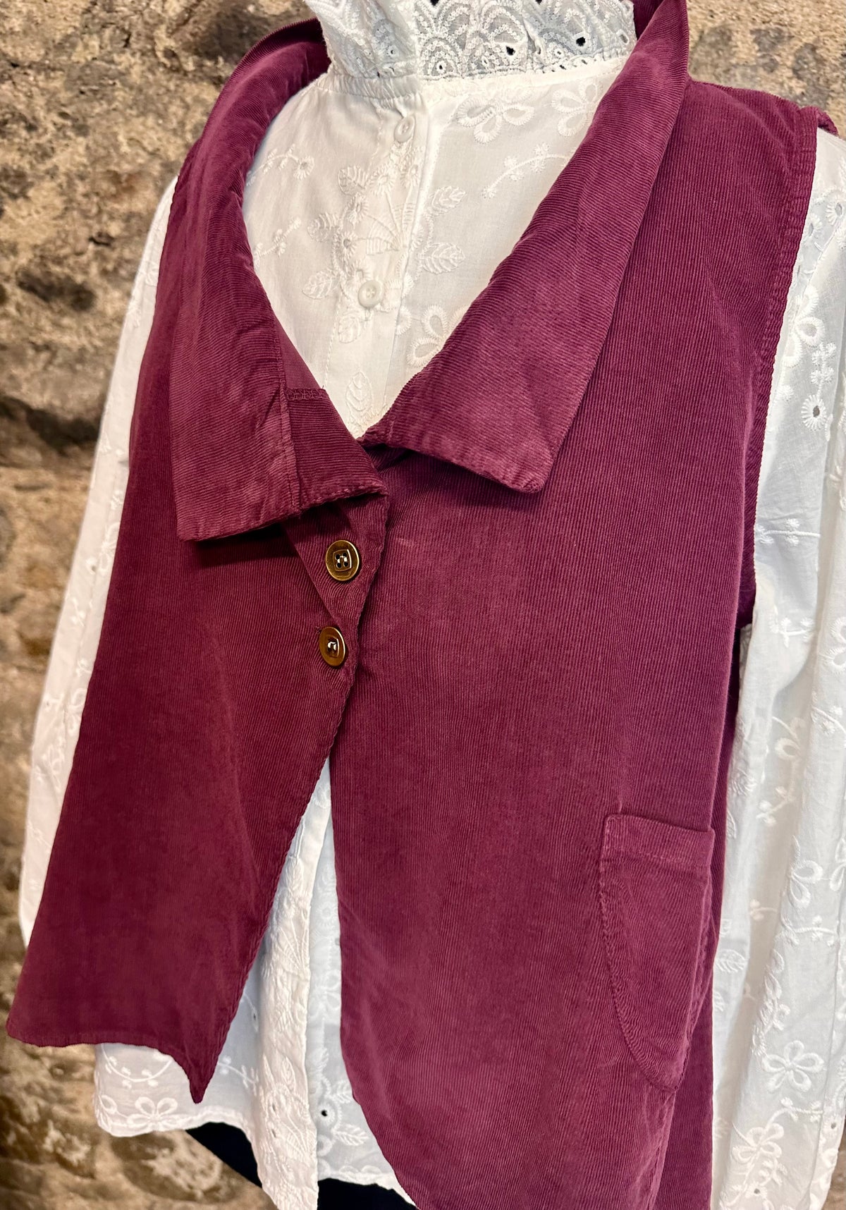 “Kellie” plum pin corduroy waistcoat