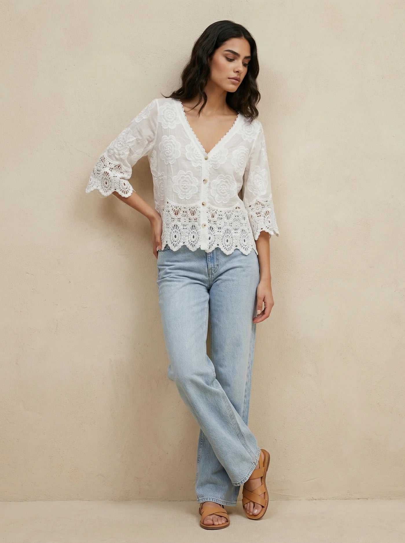 “Stevie  “ ivory crochet Italian cover up