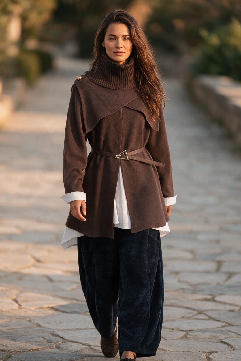 “Rosie “ chocolate brown Italian cape knit