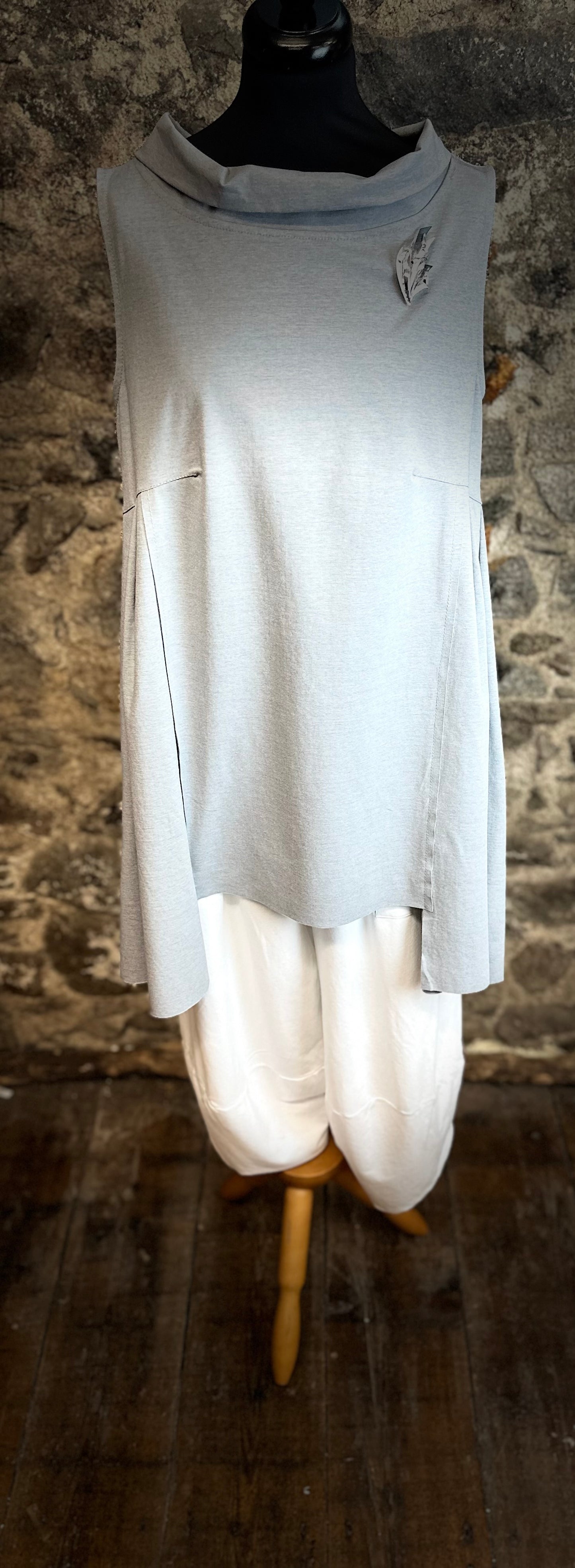 “Farrah “ dove grey Italian hi lo tunic