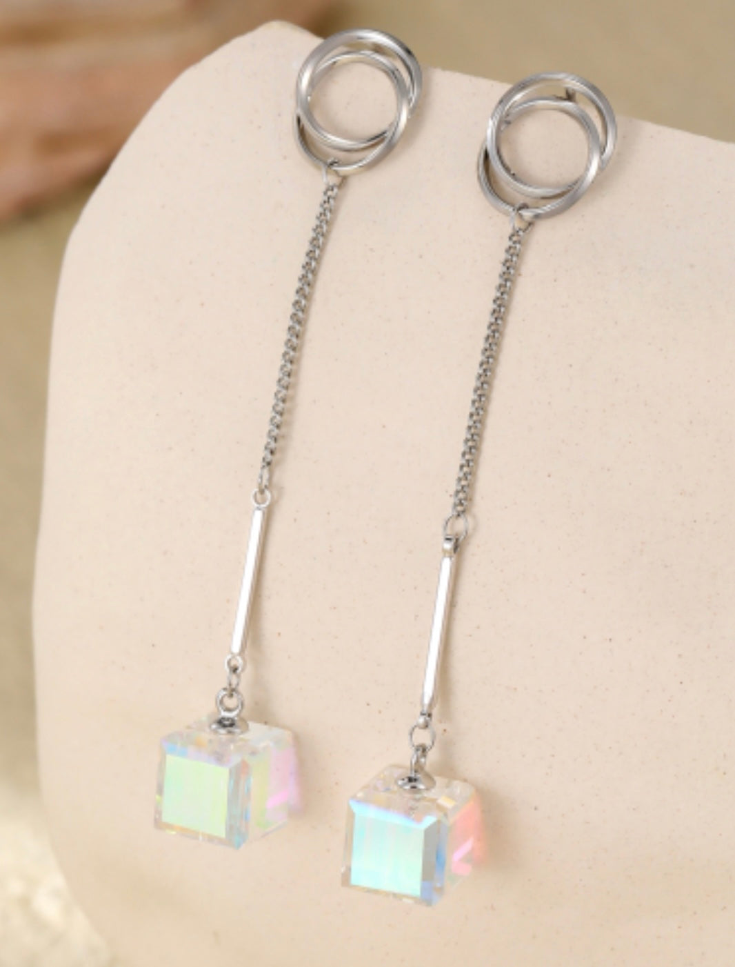 Statement gift boxed cube drop earrings