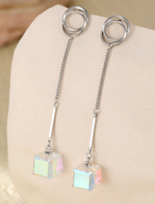 Statement gift boxed cube drop earrings