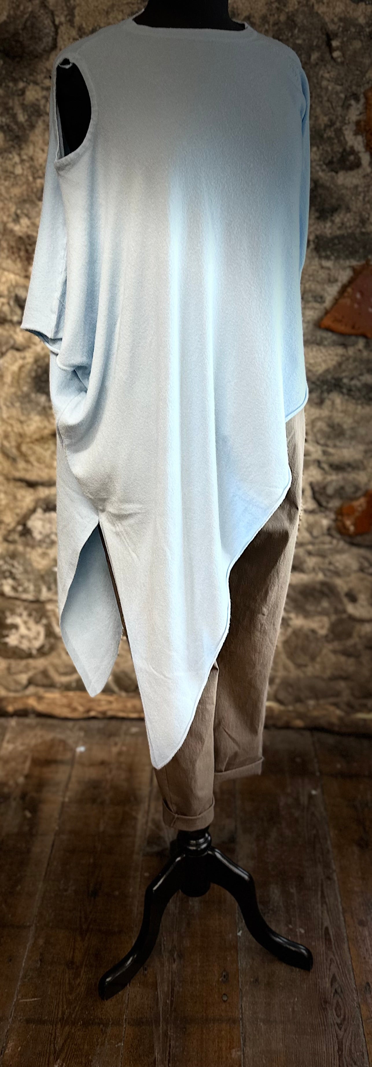 “Frankie “ powder blue asymmetric Italian  knit jumper