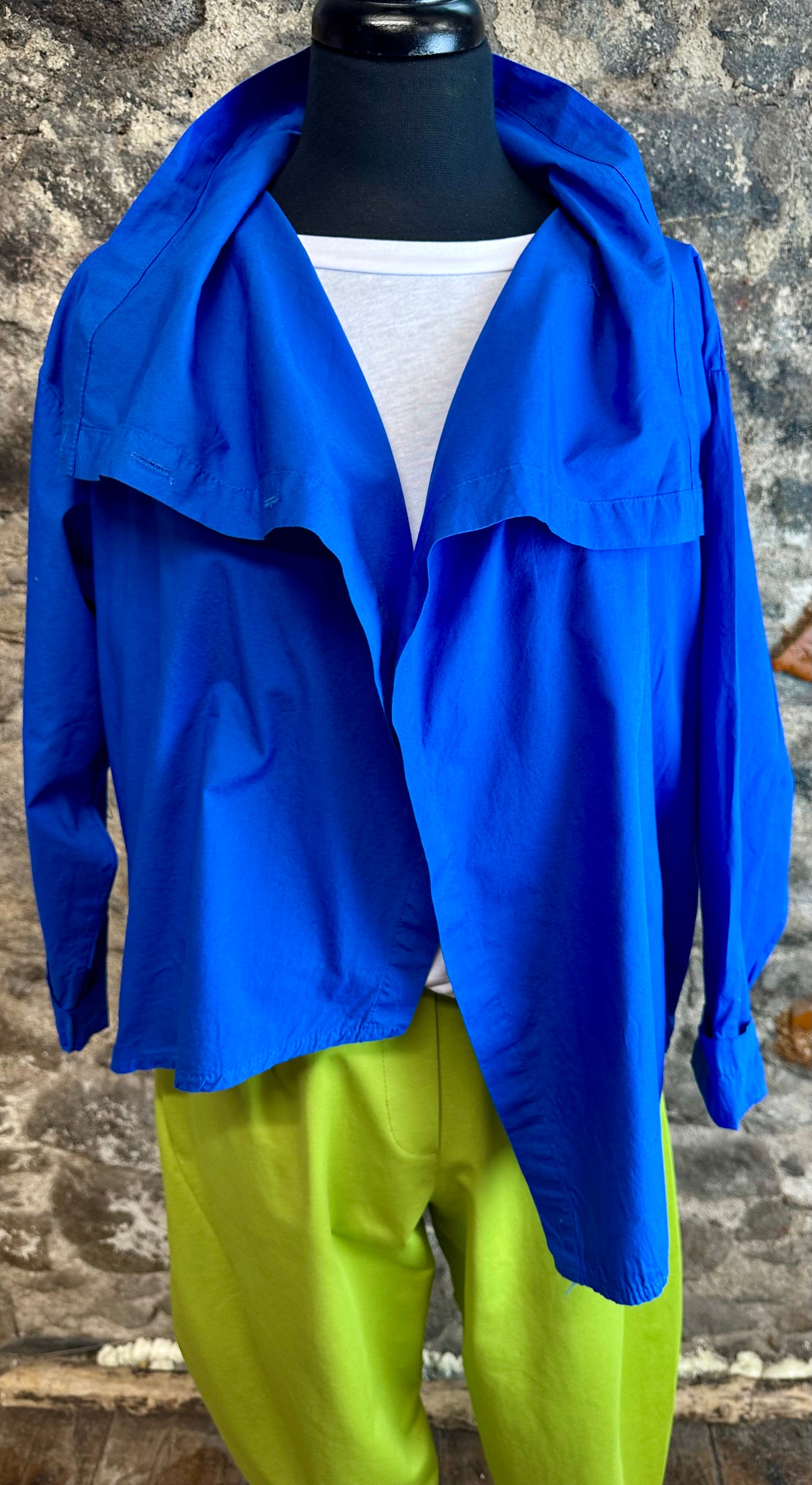 “Suzie ” cobalt blue lightweight Italian funnel neck jacket