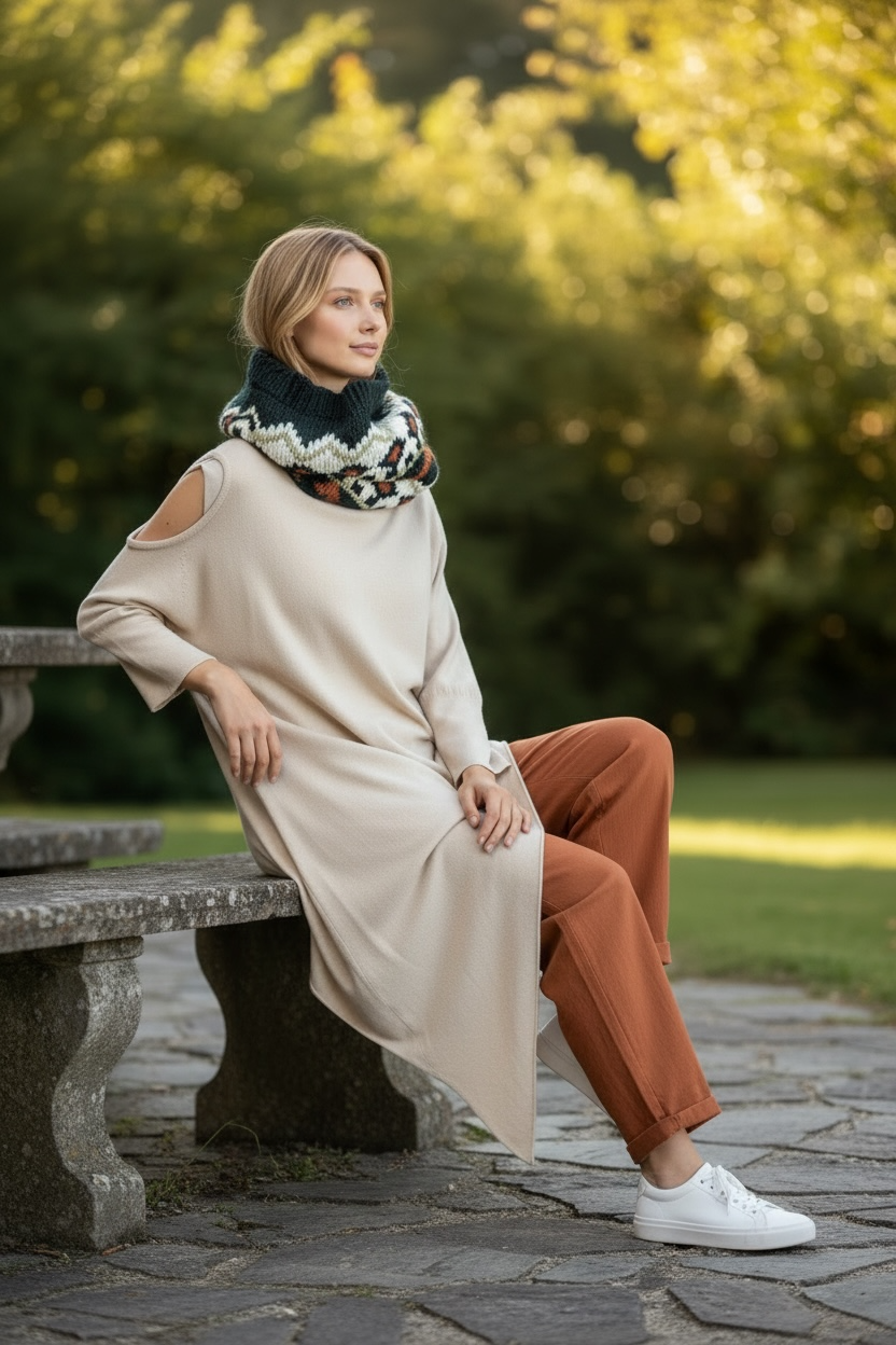“Frankie “ asymmetric buttermilk cream Italian knit