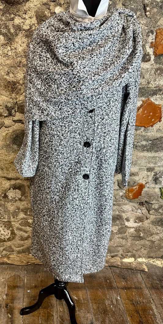 “Nicolette  “monochrome italian boucle scarf wrap coat