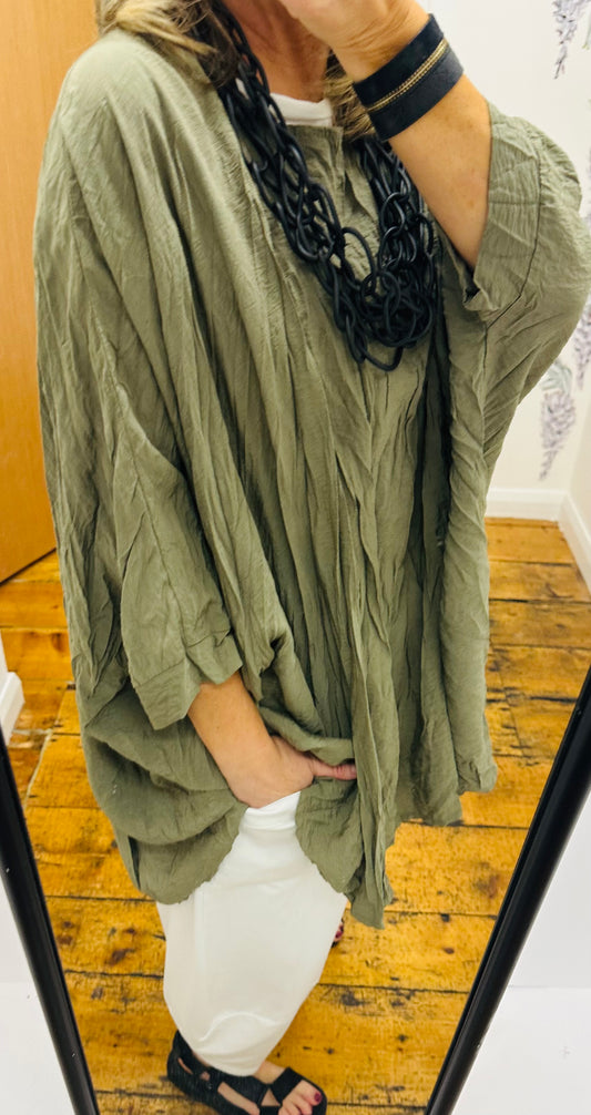 “Elsbeth “ forest crinkle batwing tunic