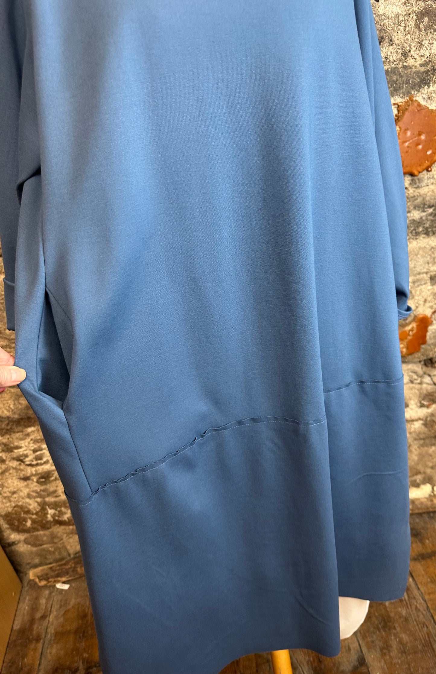 “Mandi” italian hi funnel neck tunic style dress …cloudy blue