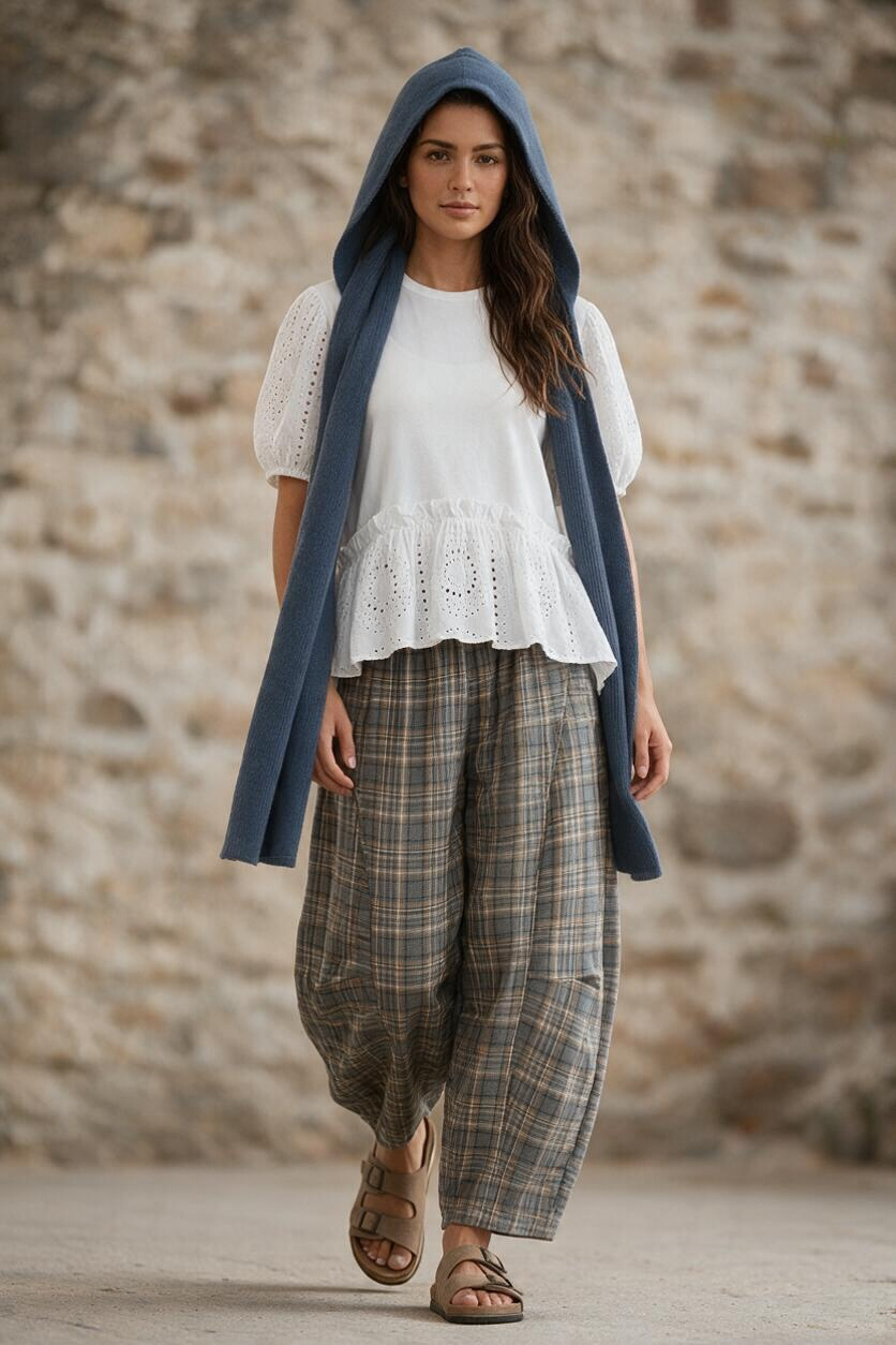 Denim grey hooded scarf