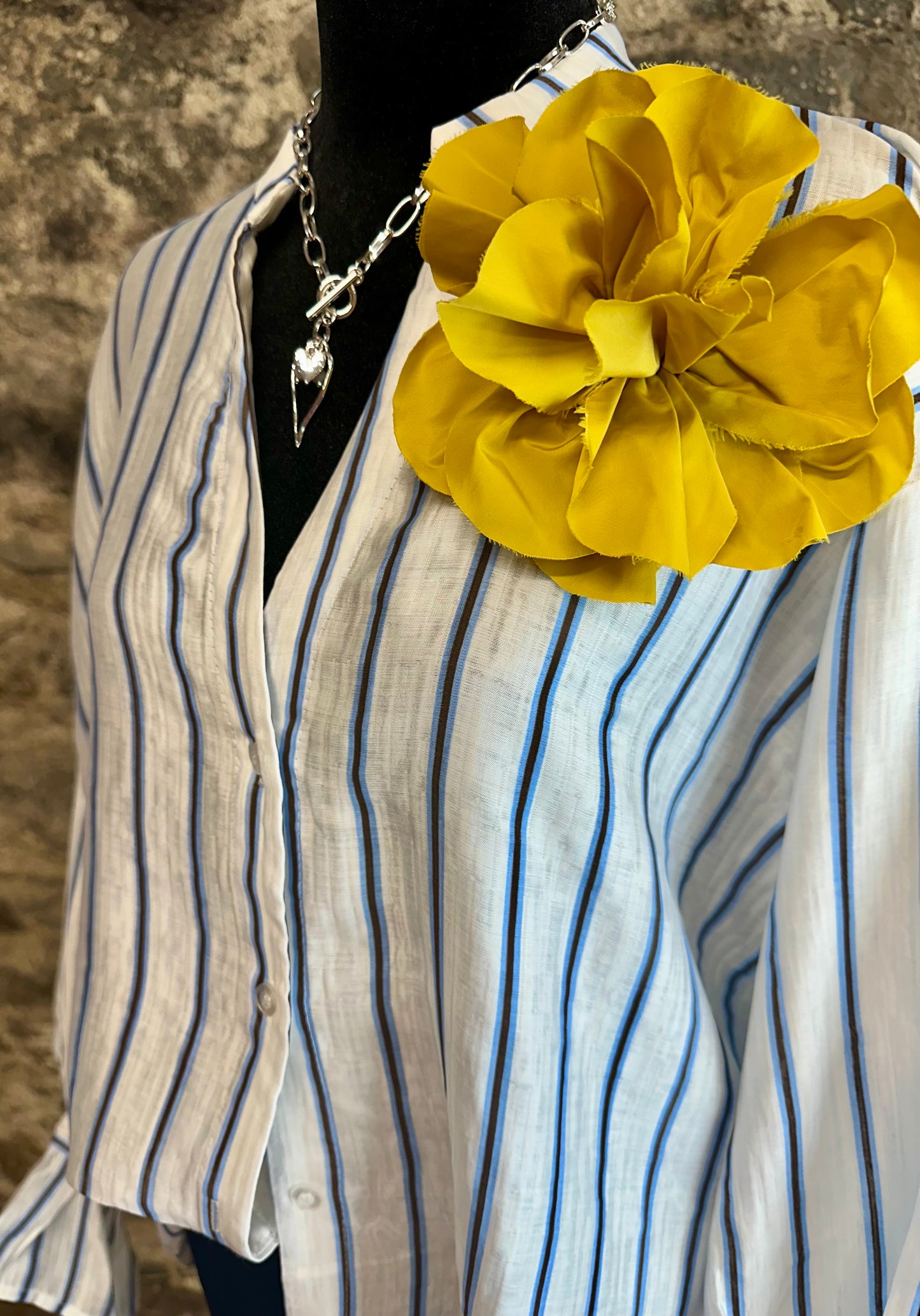 “Brontë “ pinstripe renaissance blousson statement Italian blouse