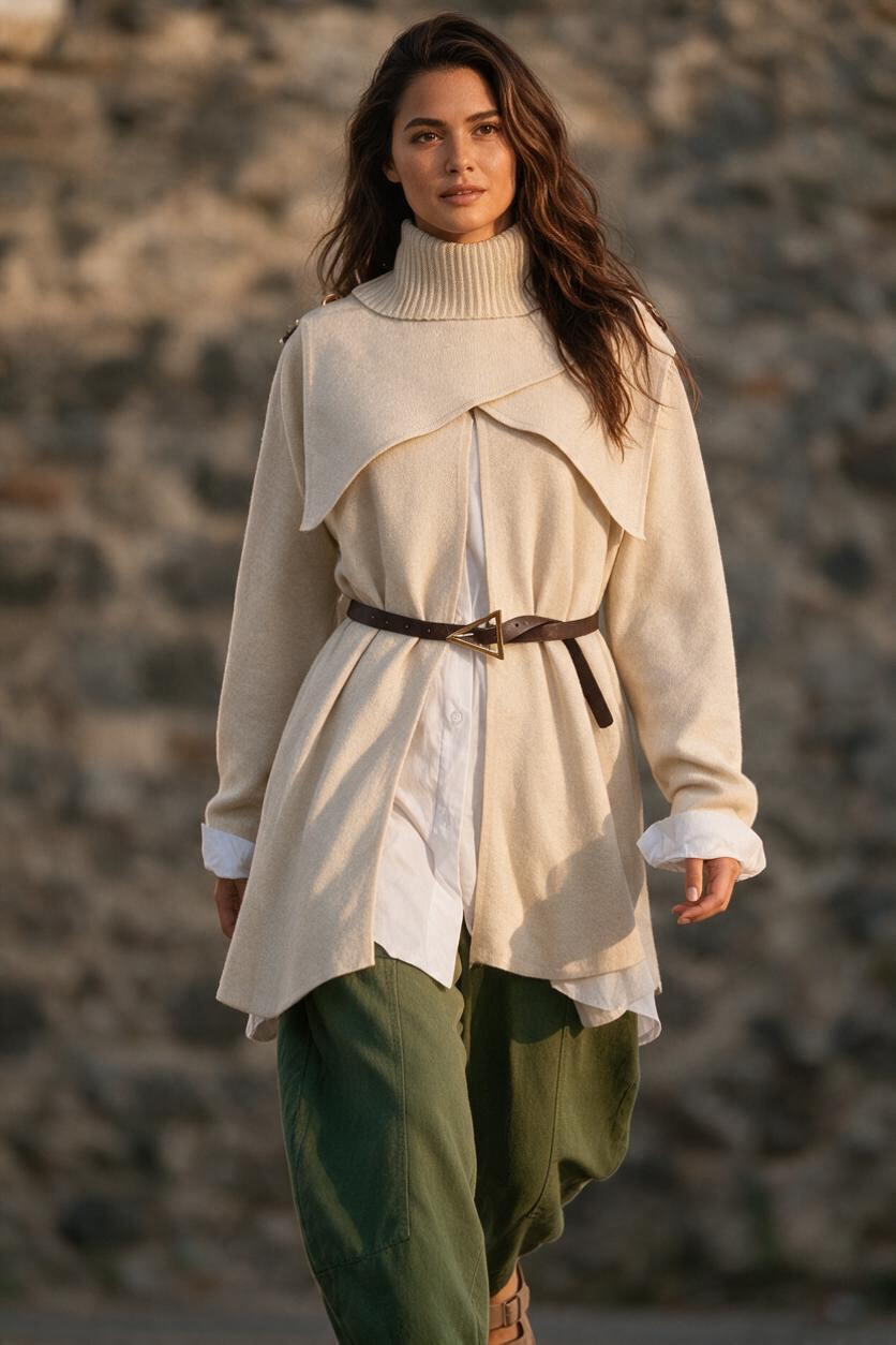 “Rosie “ cream Italian cape knit