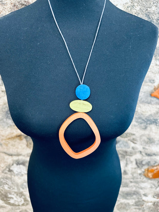 Lorsha statement abstract wood neckpiece
