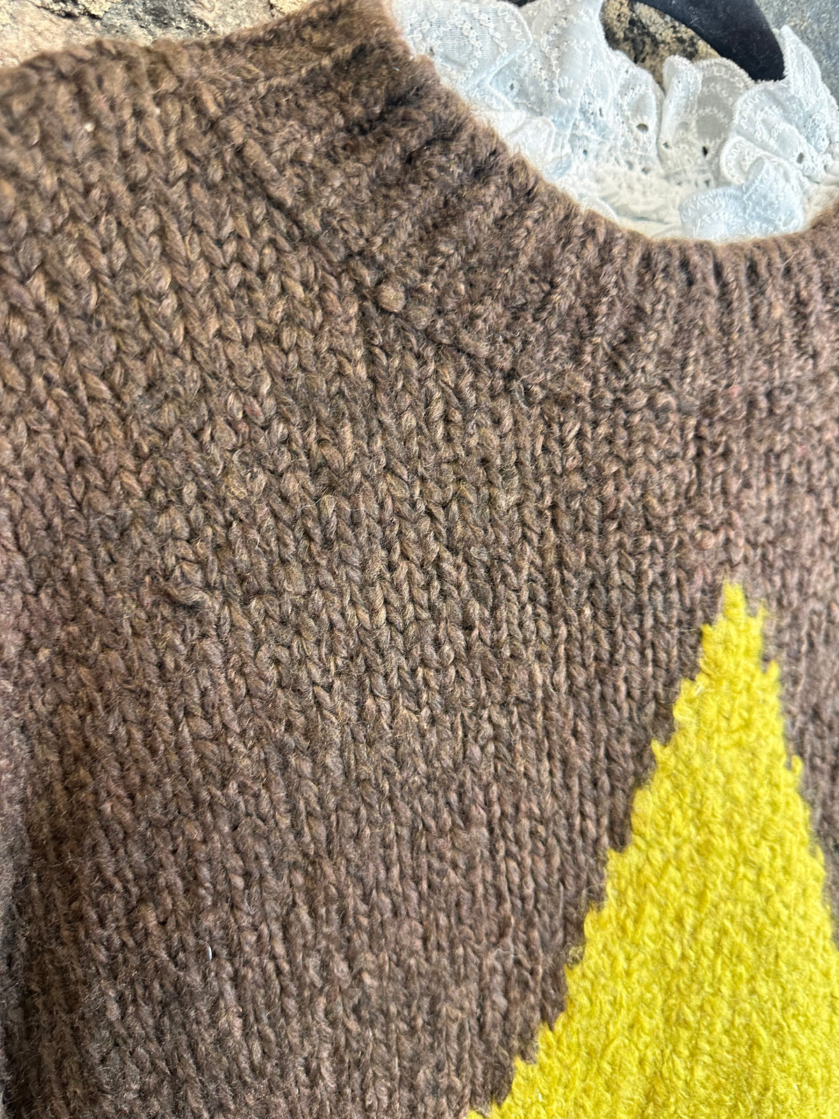“Bowie “ Italian crew neck star knit chocolate and lime