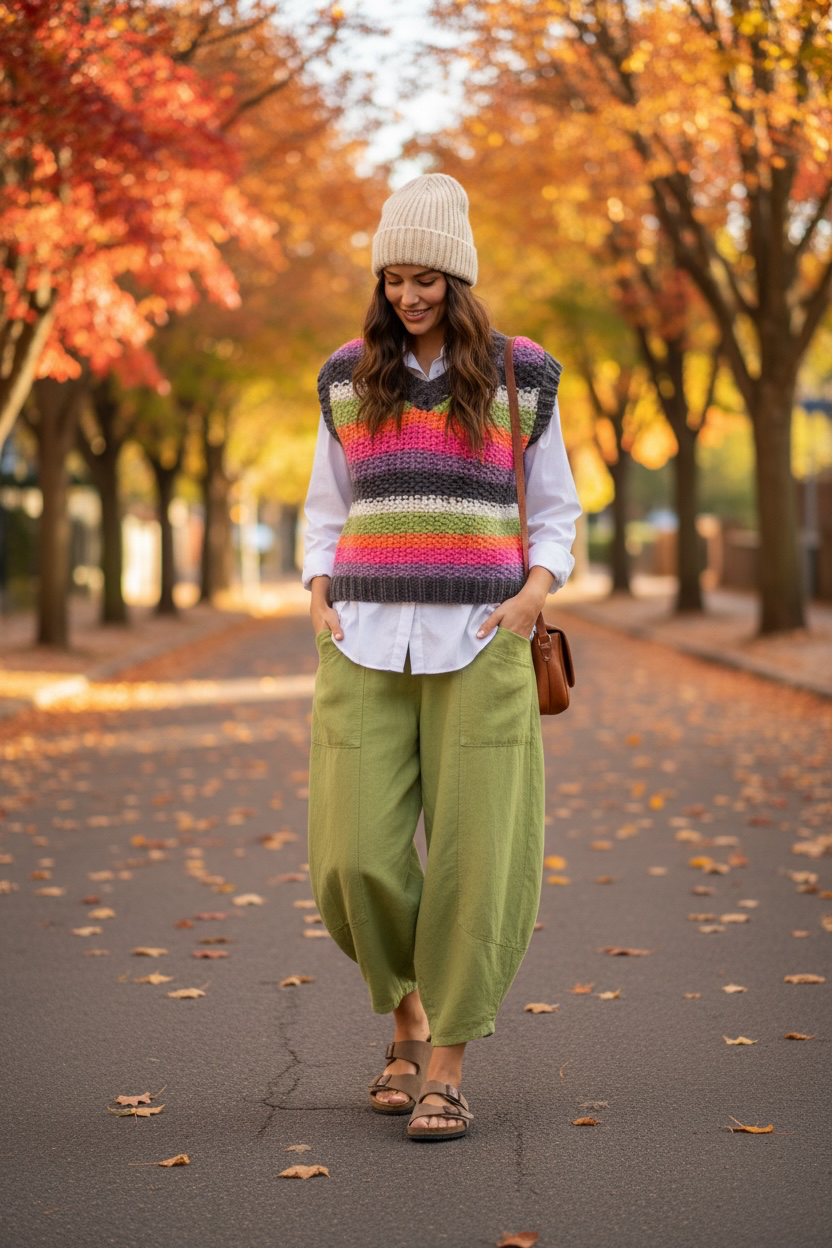 “Charlie “ rain bow autumn tank knit