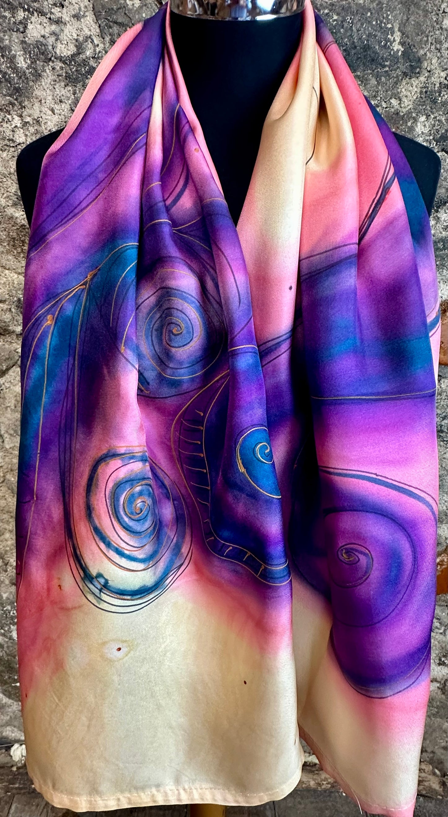 Lorsha Handpainted twill silk scarf