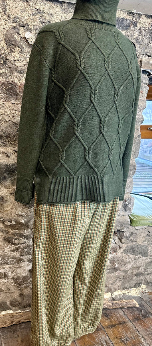 “Dani “ Italian plaid forest and rust pant