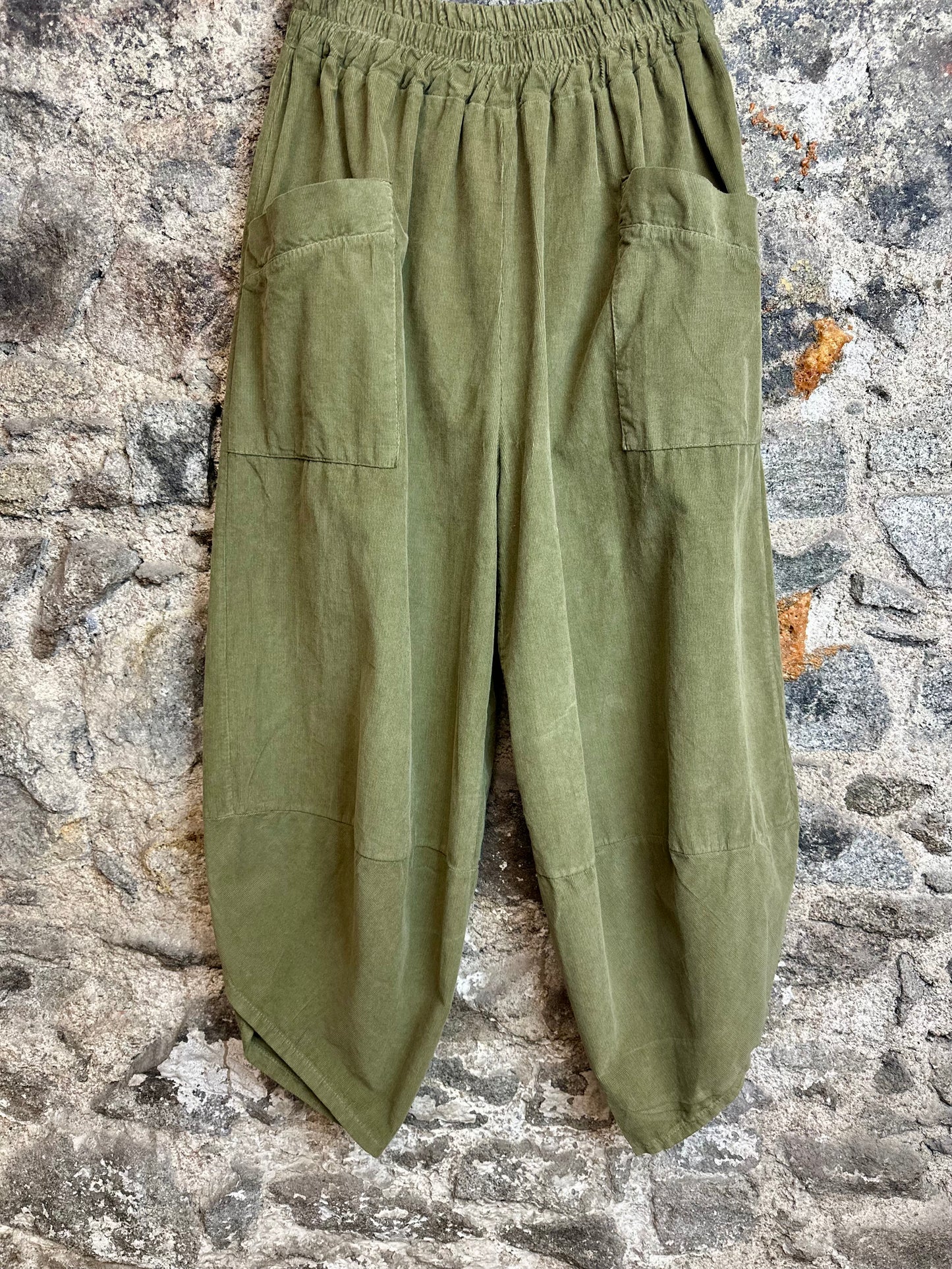 “Toni “ sage forest green Italian pin corduroy cocoon cullottes