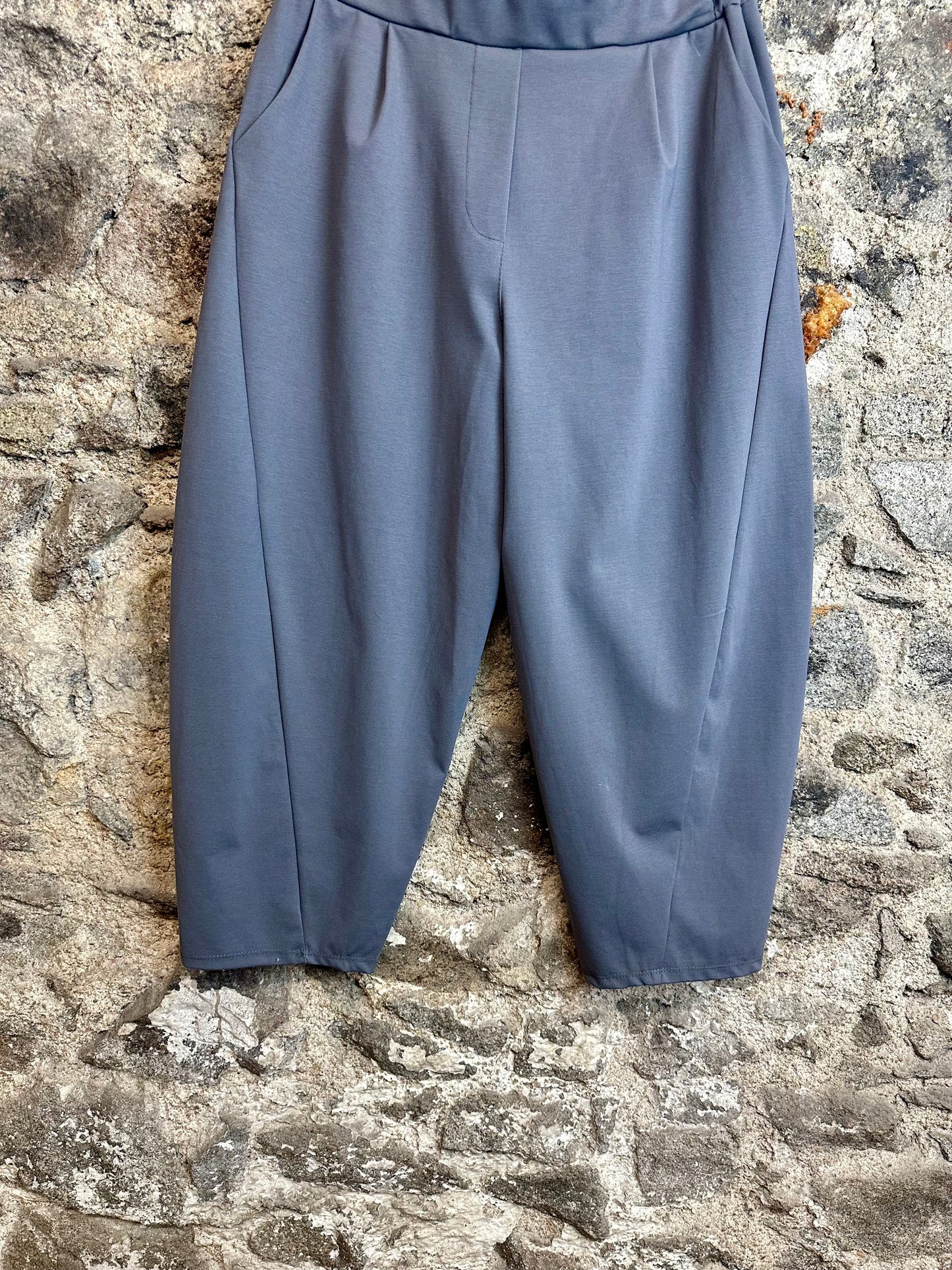 “Lottie “ charcoal grey Italian barrel leg cocoon trouser