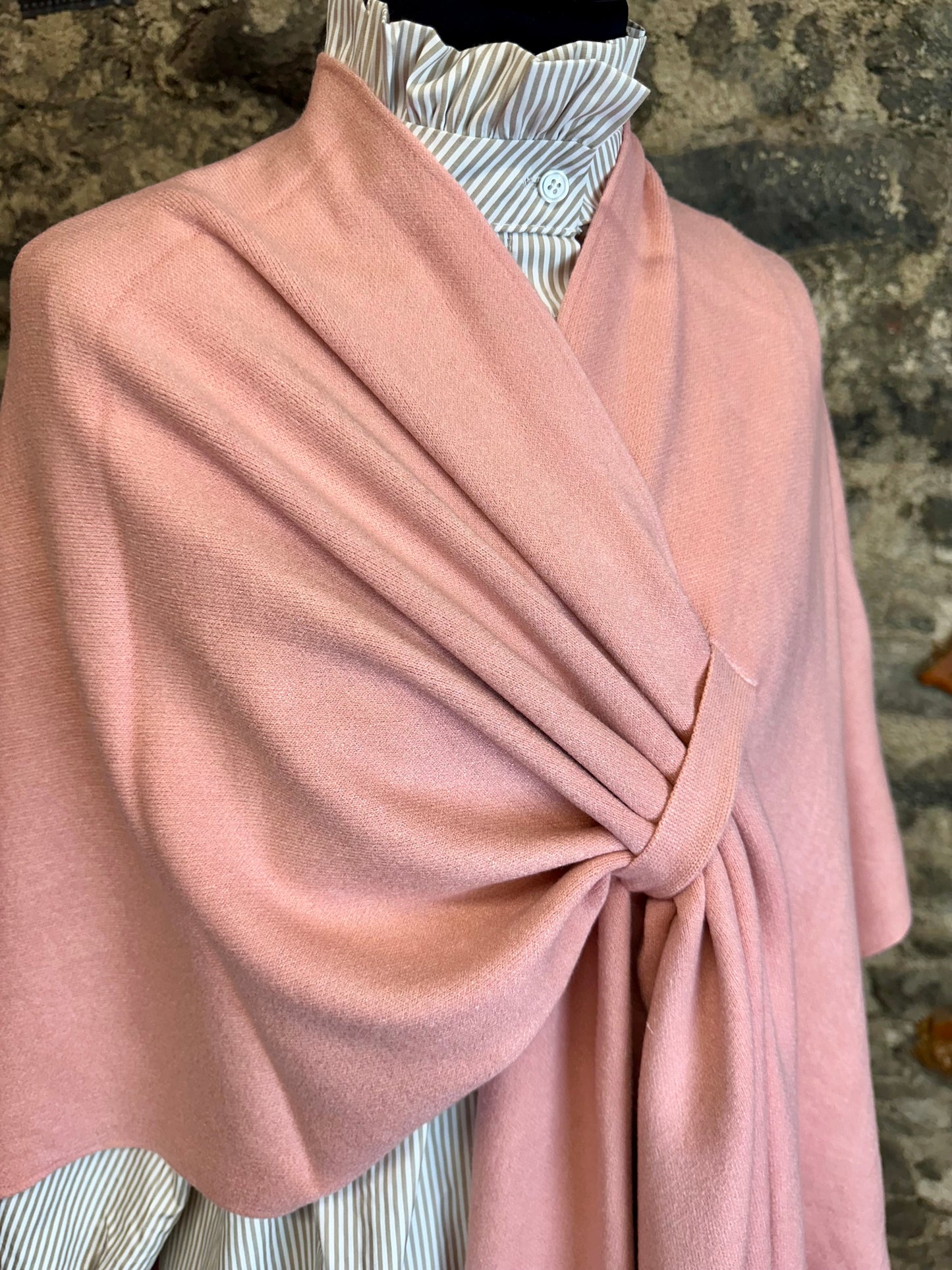 “Chelsea “ strawberry salmon pink cosey fine knit wrap