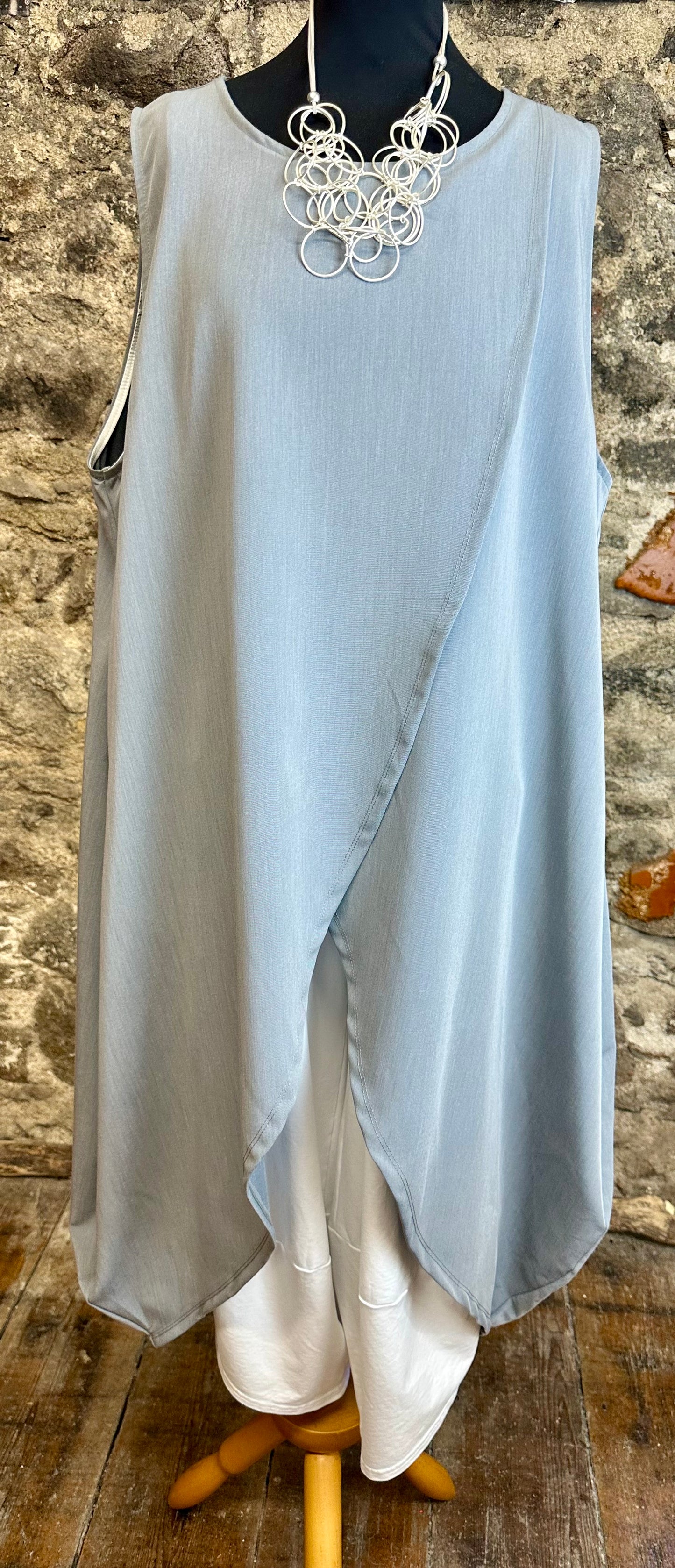 “Sunita “ dove grey wrap Italian tunic