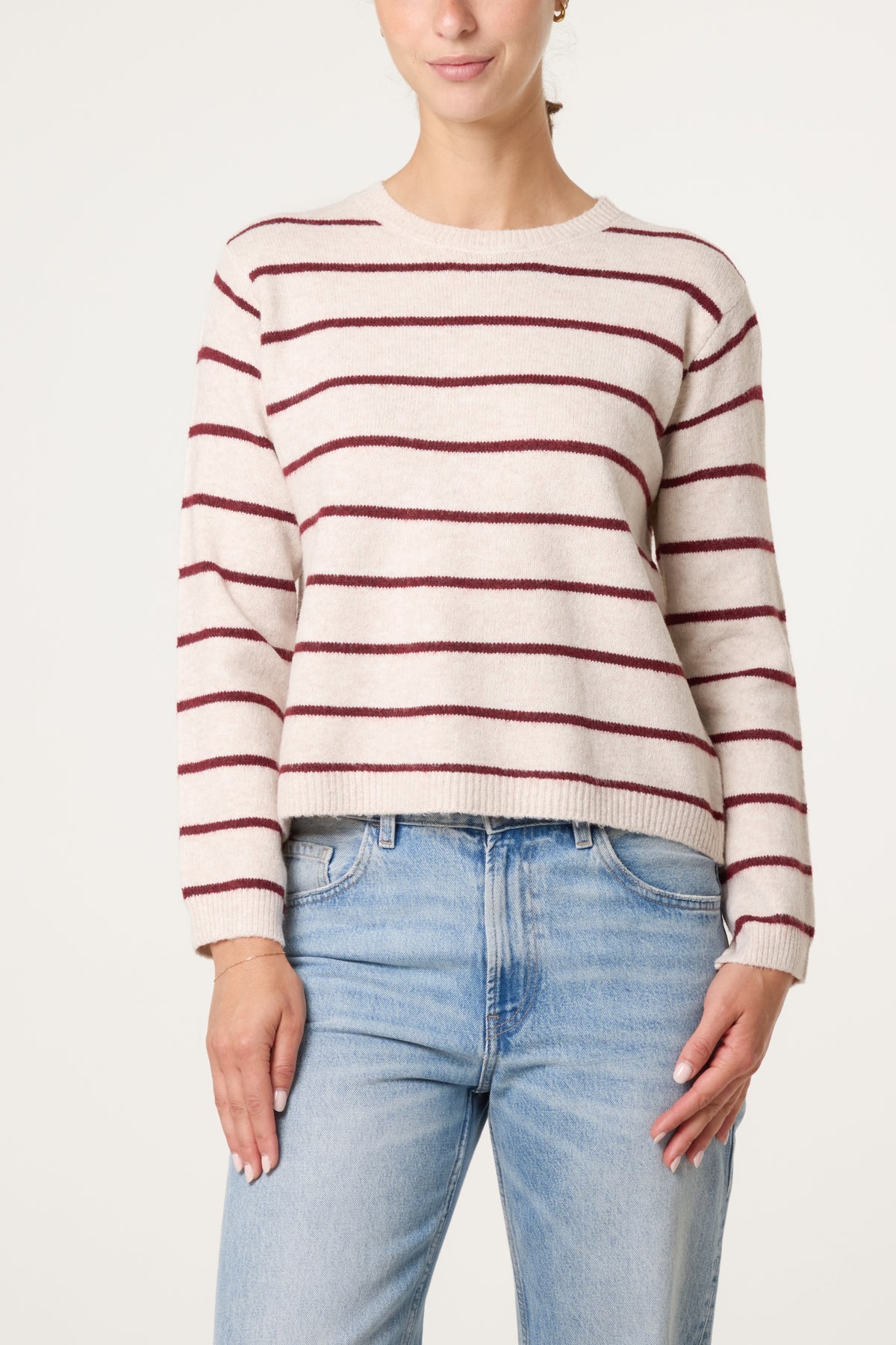 “Sienna “ burgundy and cream italian knit with detachable collar