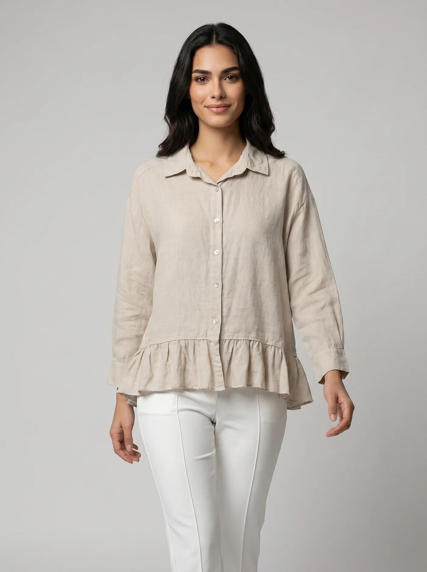 “ Freya “ stone Italian linen shirt