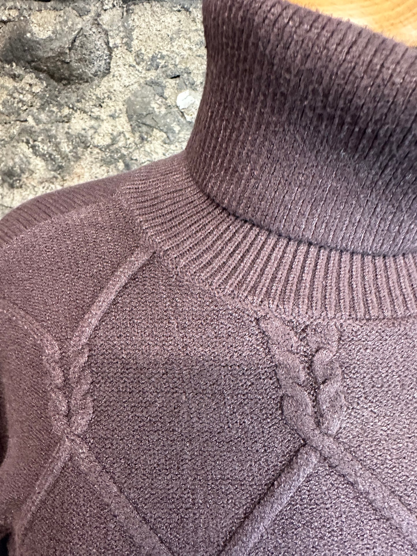 “Natalie “ chocolate Italian high neck polio knit
