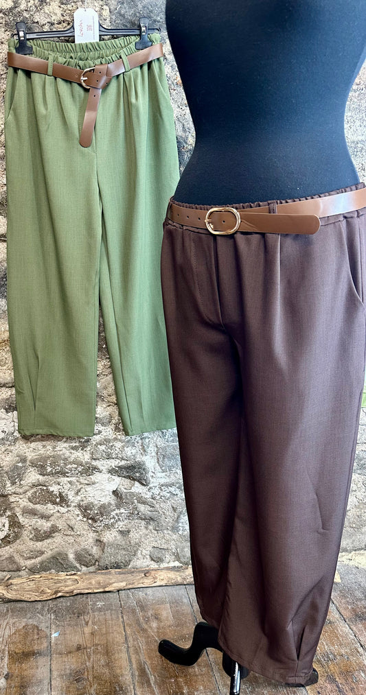 “Mary Beth” chocolate Italian pintuck dress trouser