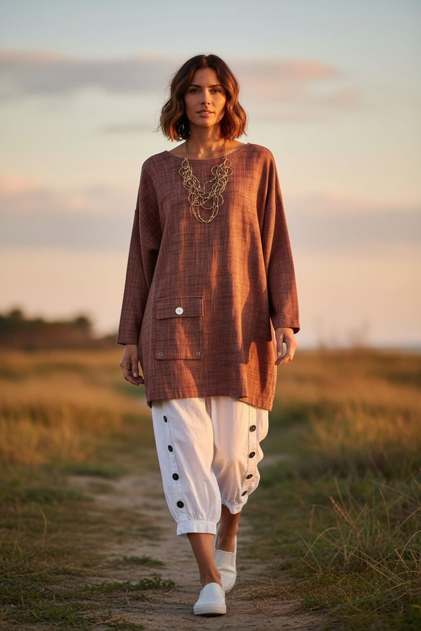 “Ava “ linen blend Italian tunic copper