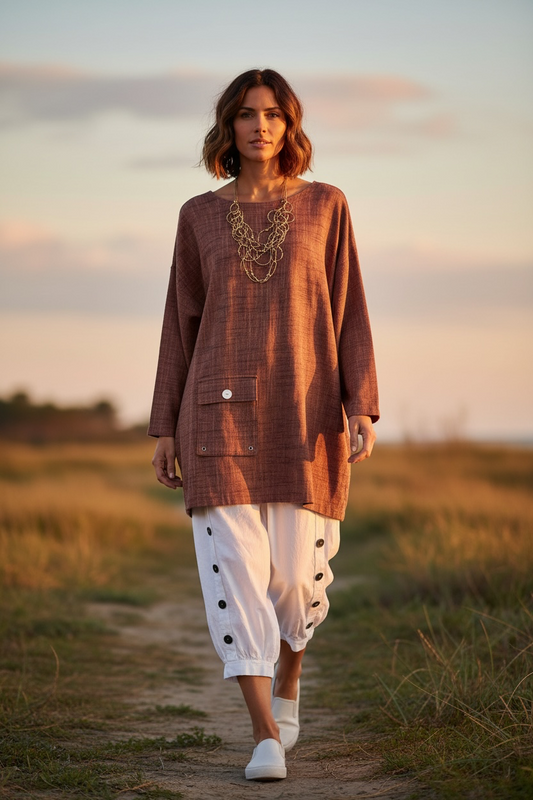 “Ava “ linen blend Italian tunic copper