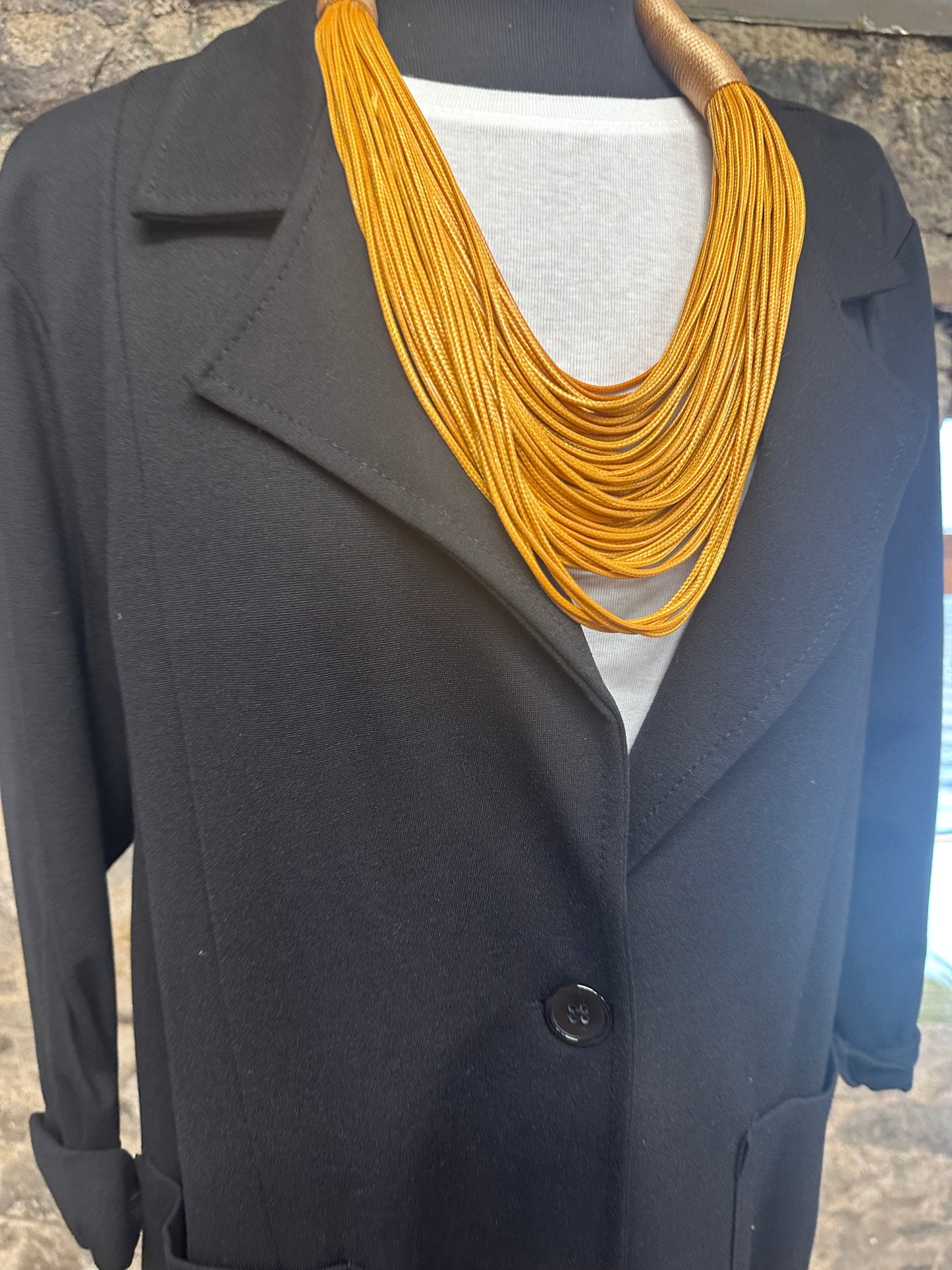 “Lacey “ Italian irregular hem jacket ebony black
