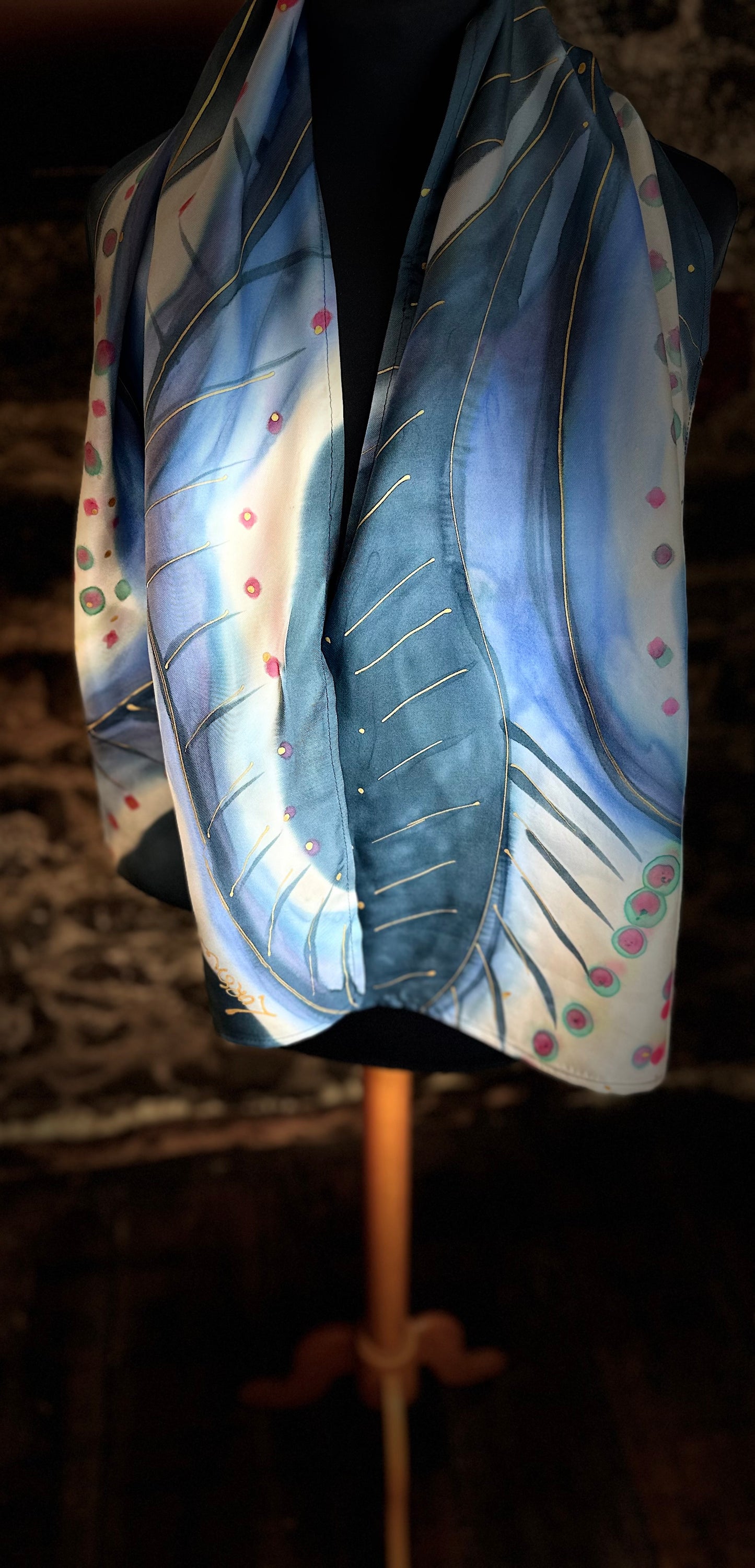 Lorshadesign hand painted silk scarf