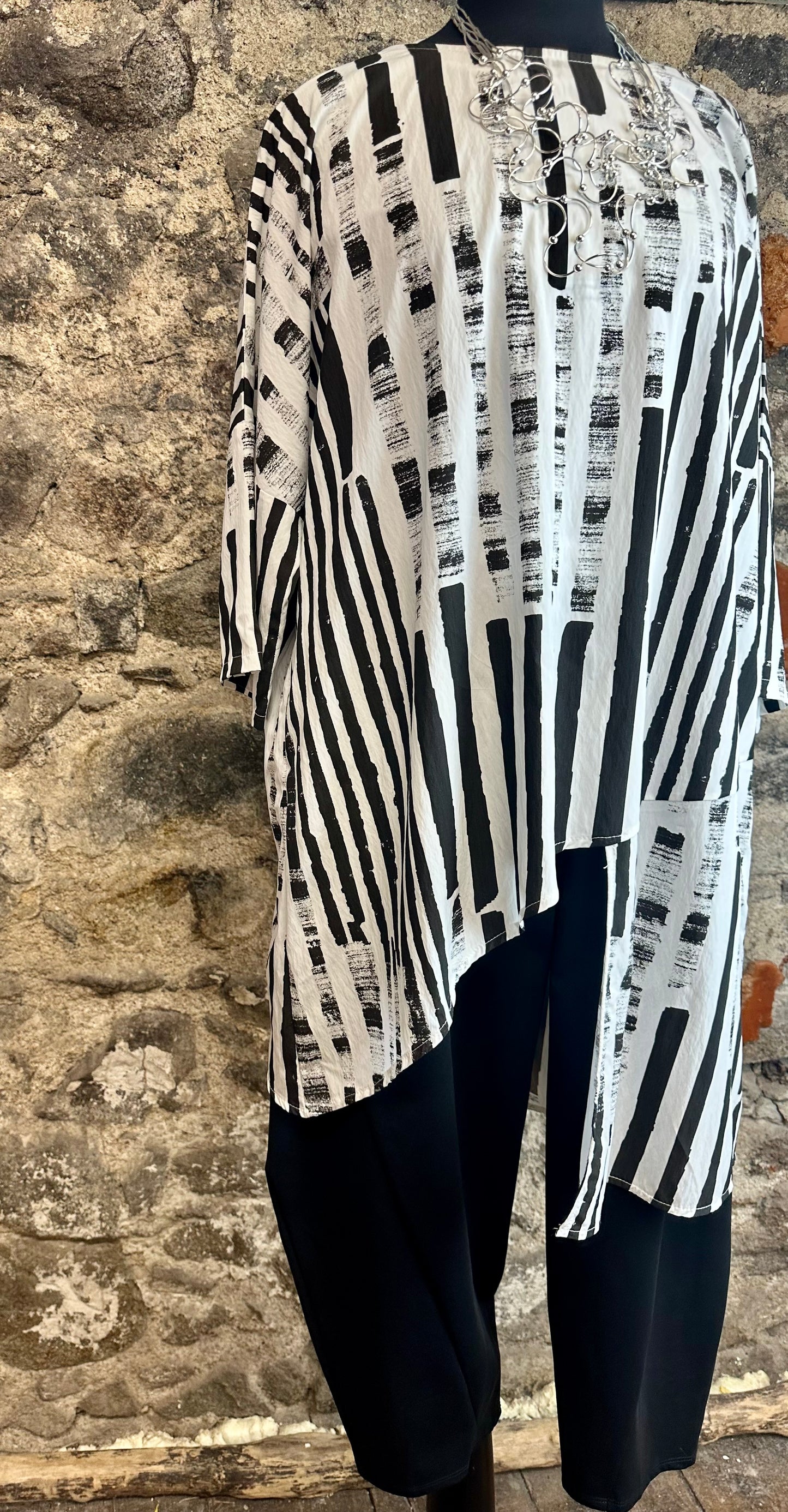 “Bella “ monochrome Italian irregular tunic