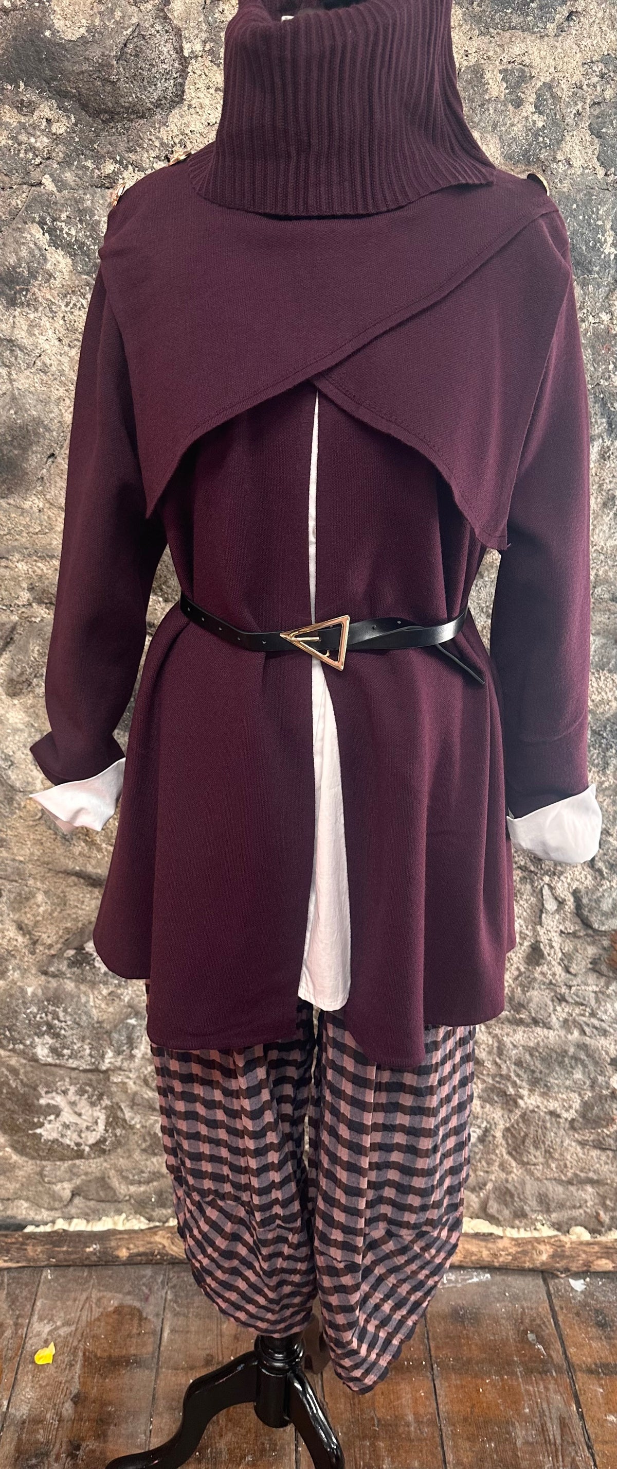 “Rosie” plum cowl neck Italian knit