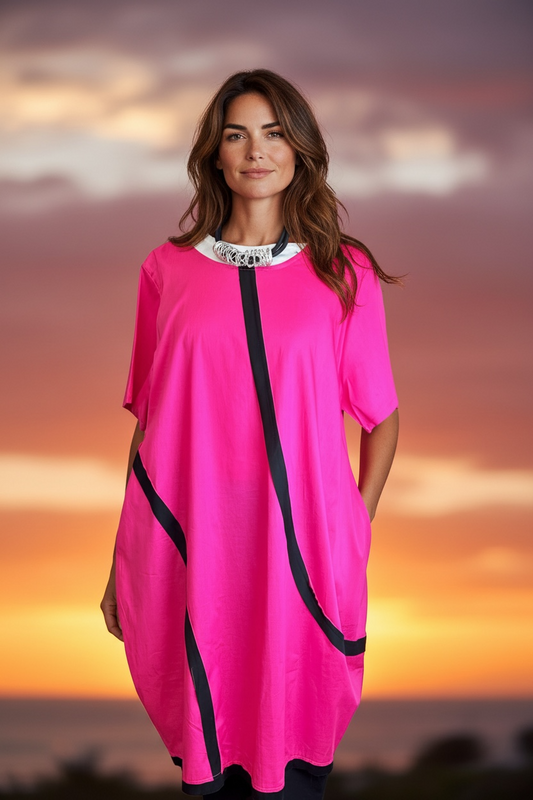 “Collette” bold fuchsia Statement Italian dress