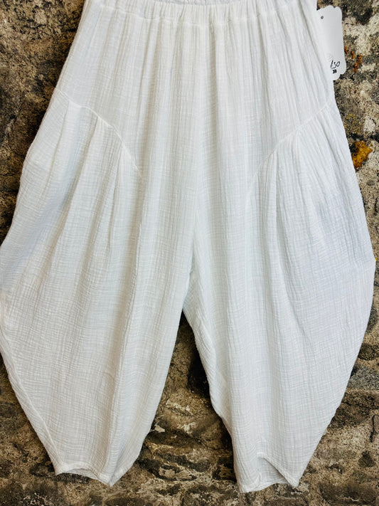 “Tiffany  “ white harem Italian cotton balloon trouser