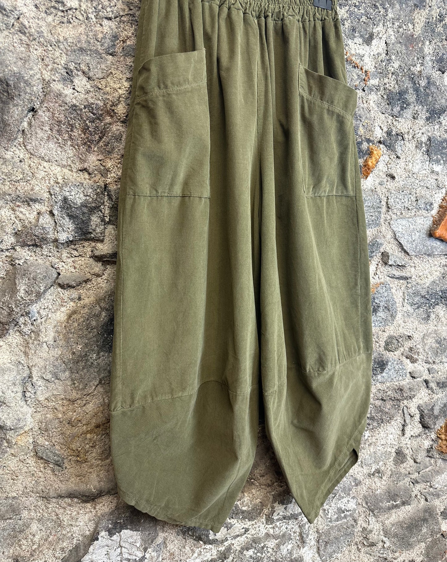 “Toni “ sage green Italian needle corduroy cocoon cullottes