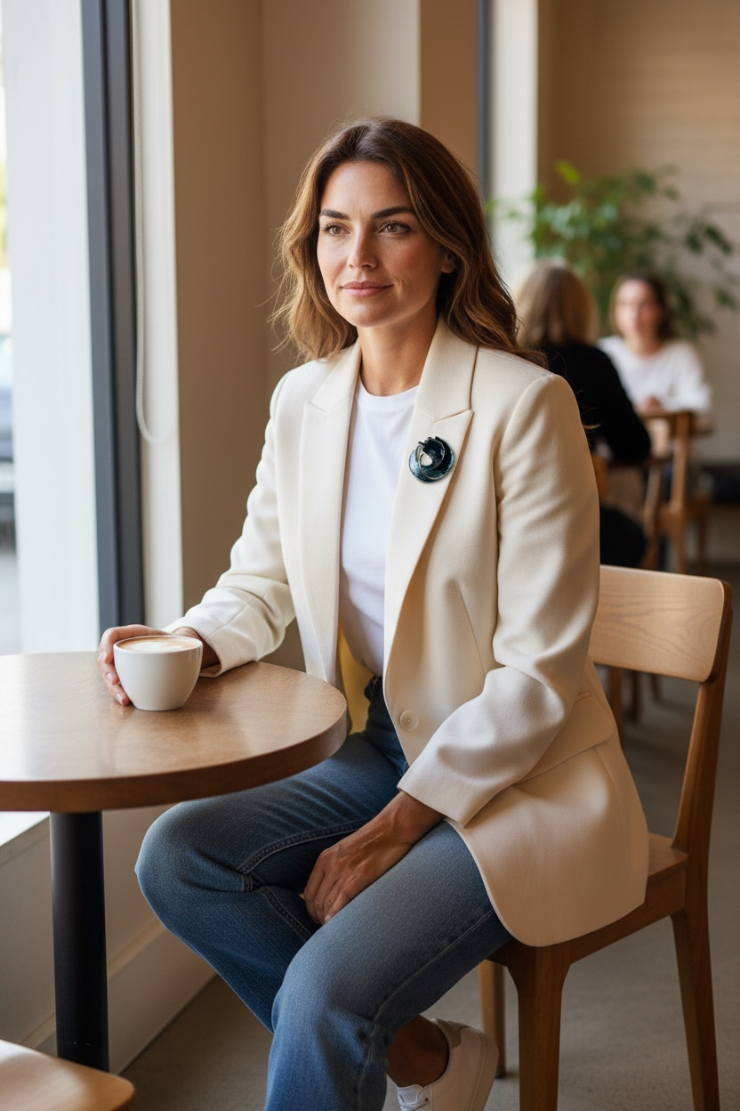 Blue Celtic wave magnetic brooch