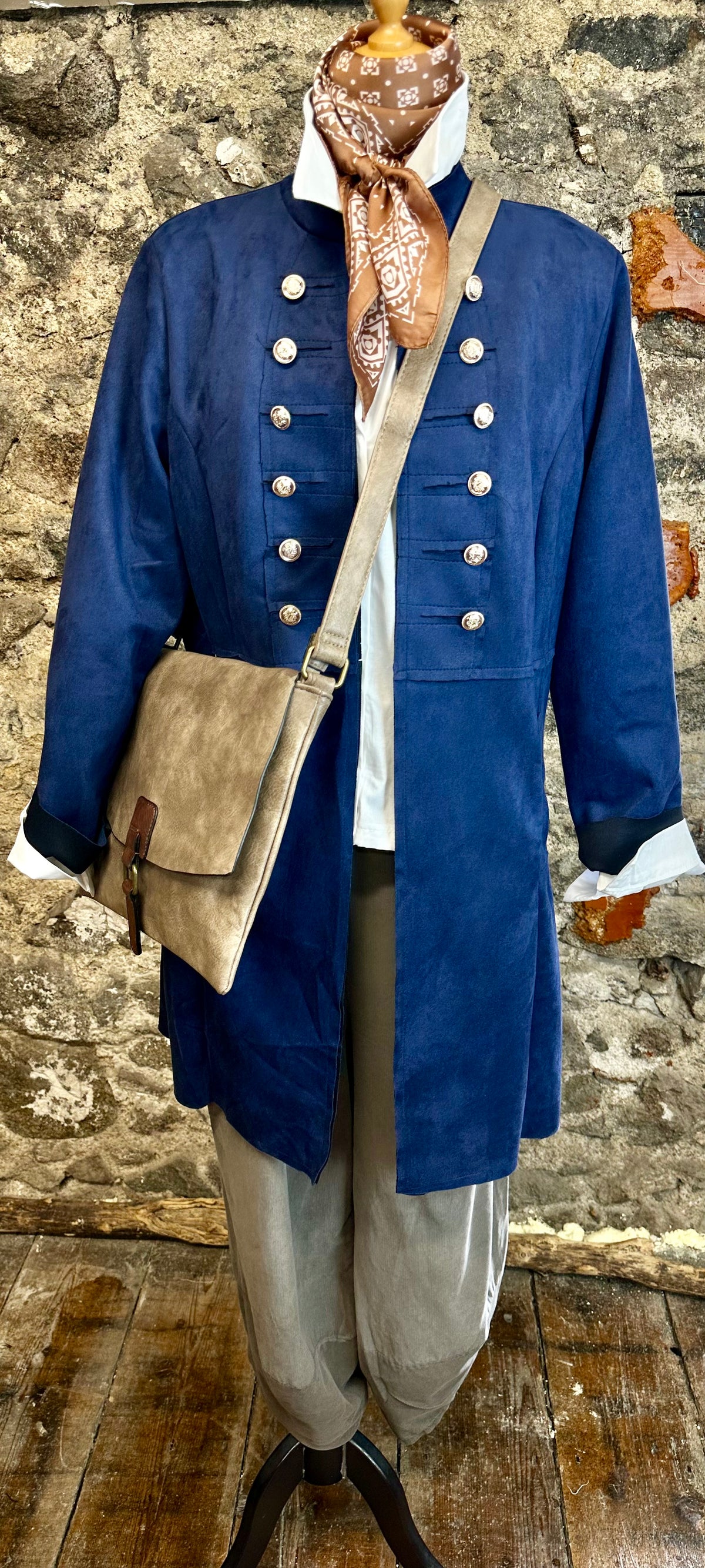 “Freida “ indigo navy faux suede jacket