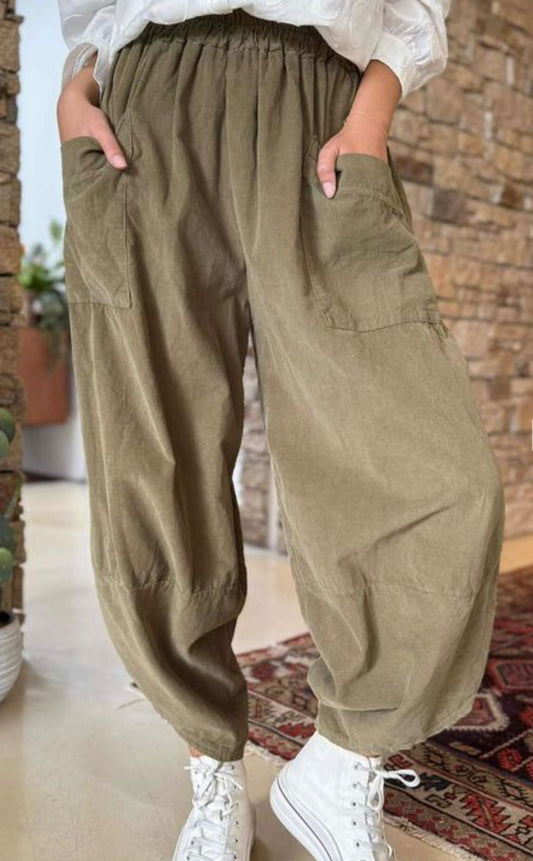 “Toni “ sage green Italian needle corduroy cocoon cullottes