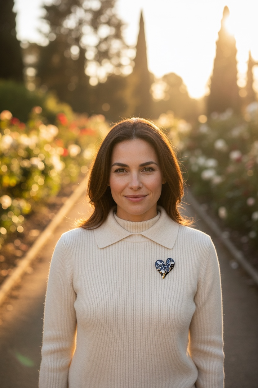 Navy tree of hearts magnetic brooch
