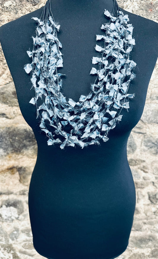Textile charcoal statement neckpiece