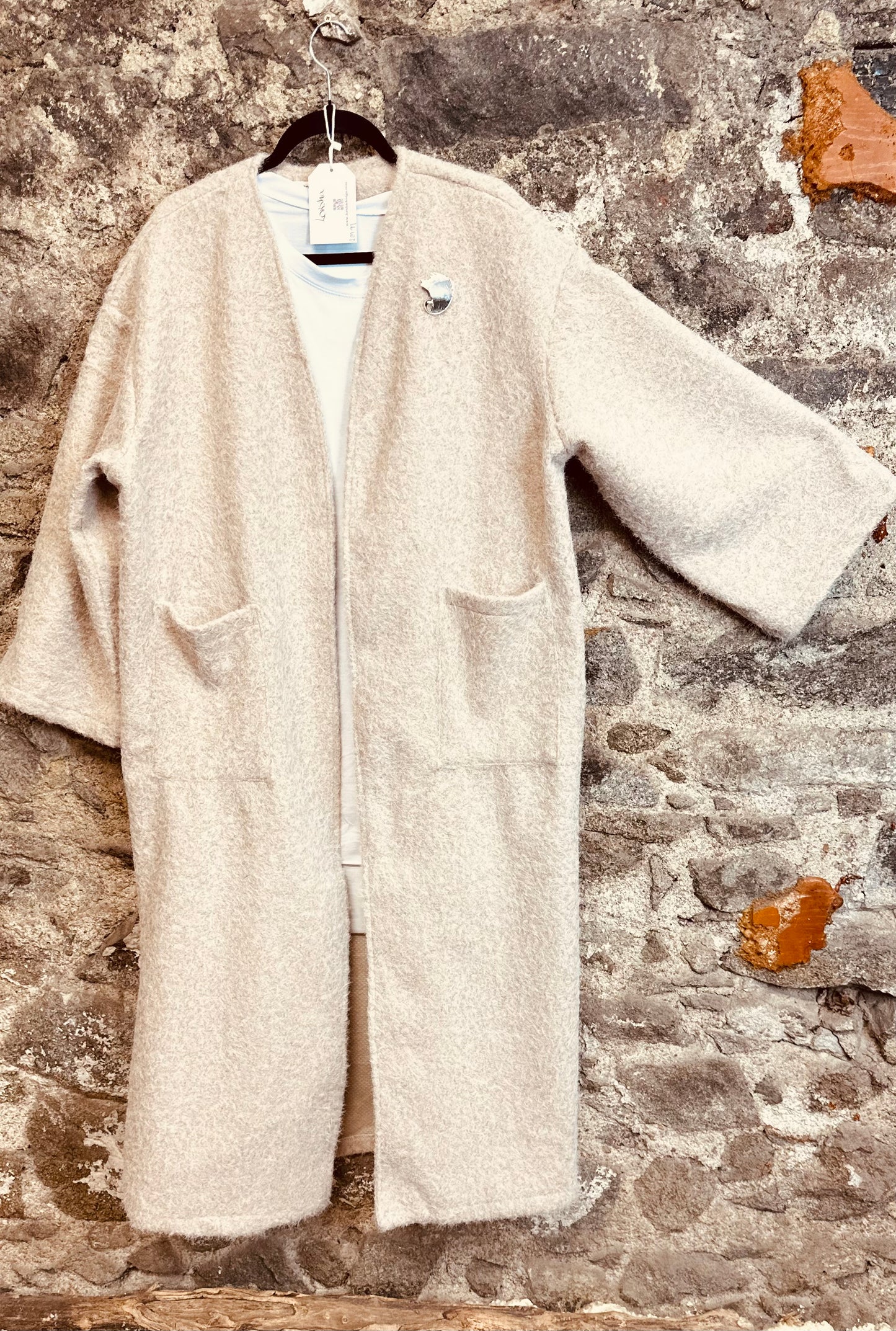 “Kiera “ kimono Italian cosey full length shacket winter cream