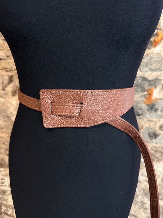 Vegan kimono tan adjustable belt