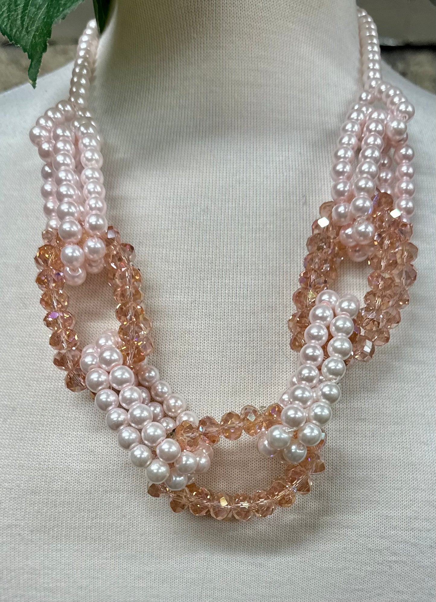 “Elsbeth “ Blush Pearl cluster neckpiece