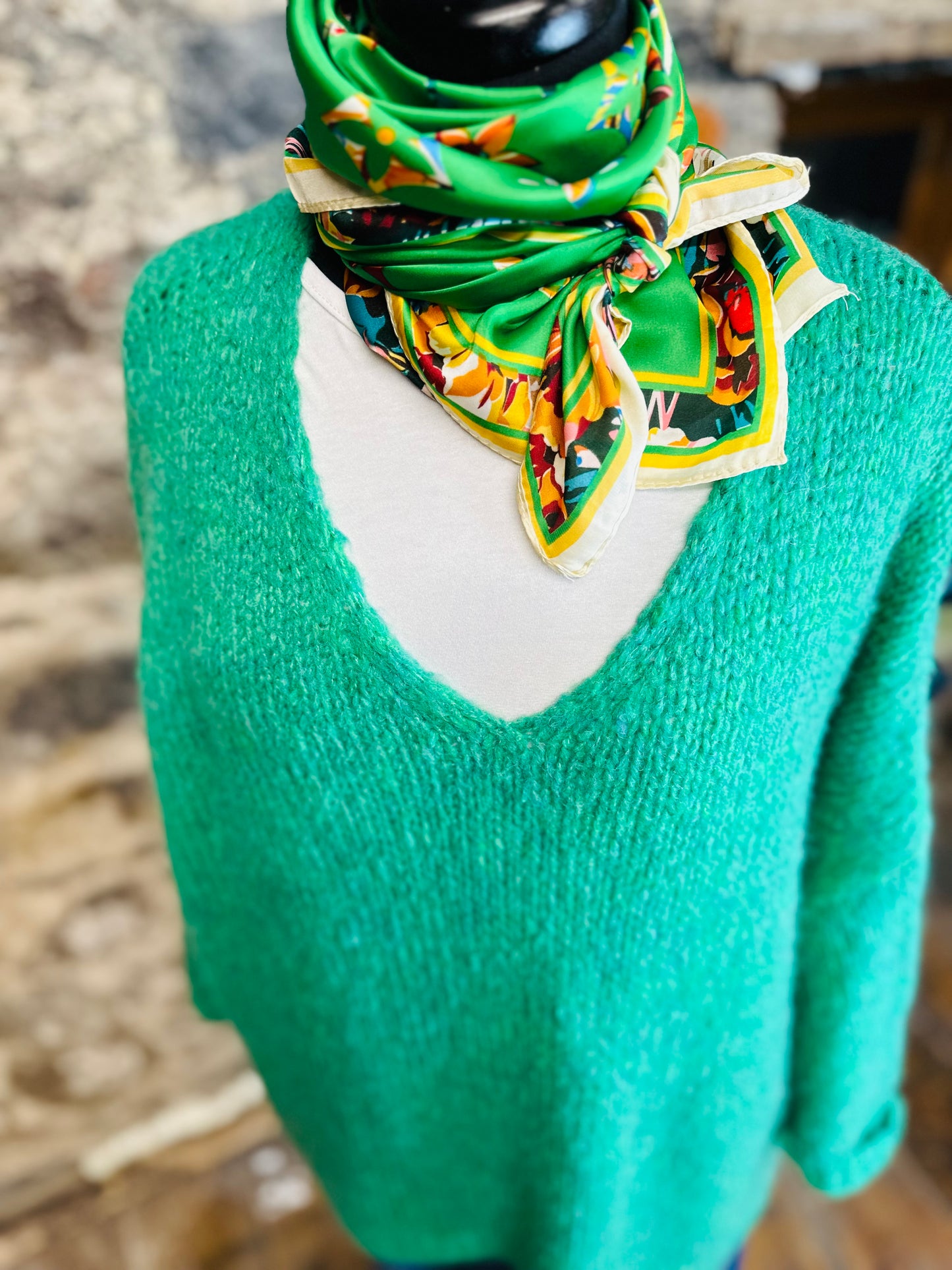 Statement square neck scarf