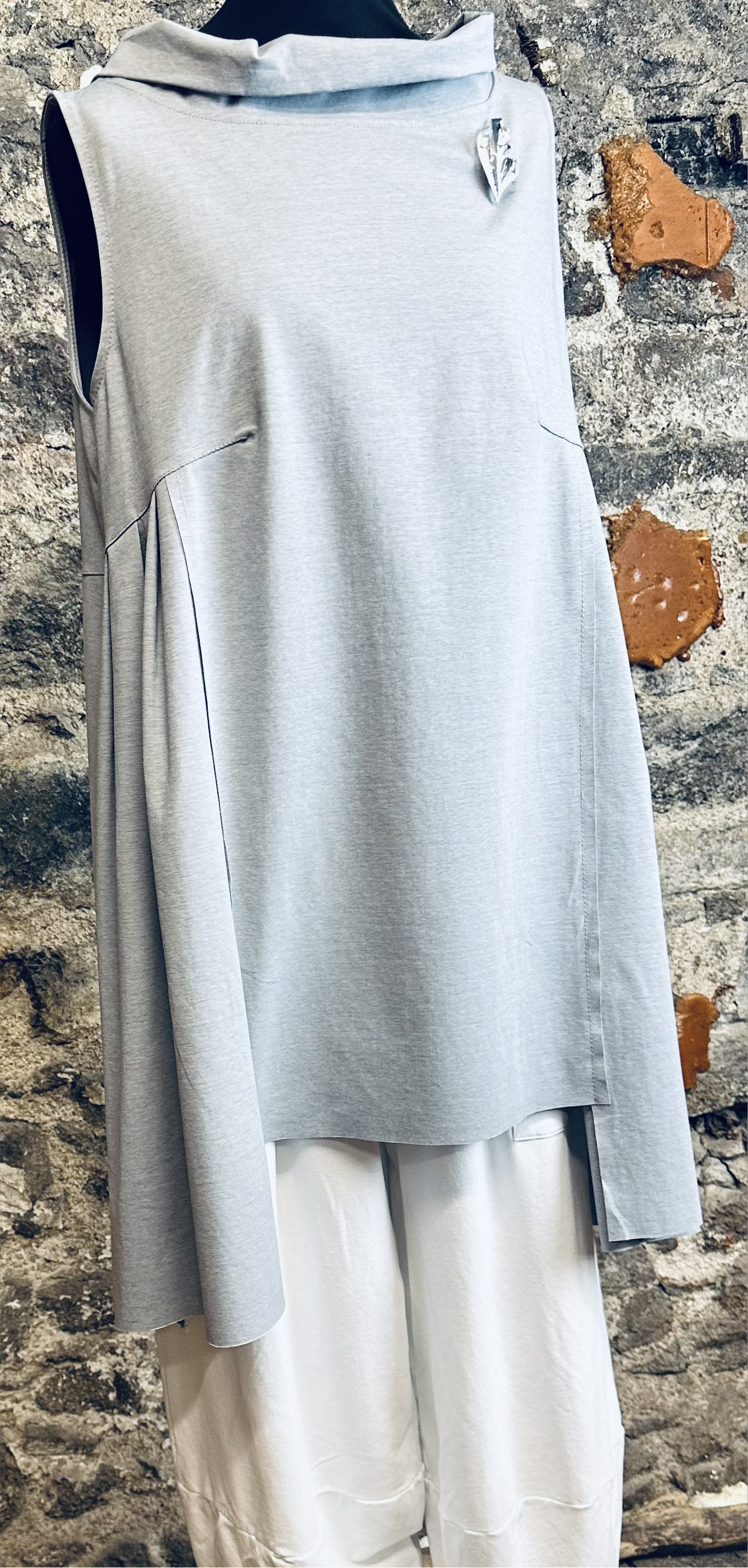 “Farrah “ dove grey Italian hi lo tunic